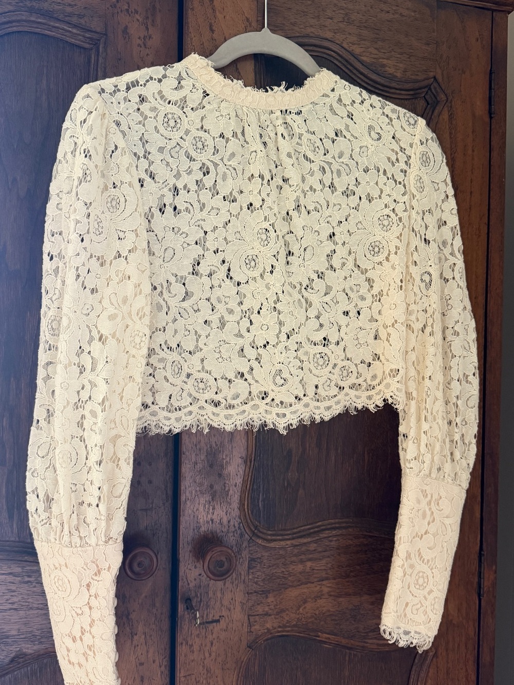 Bardot Georgia Cream Lace Long-Sleeve Top